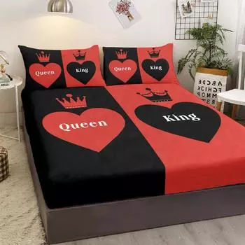 Crown Double Heart Three-Piece Bedding Set, With Two Pillowcases, Suitable For Living Room And Bedroom (Lovers, Anniversary) 99cmx199cm