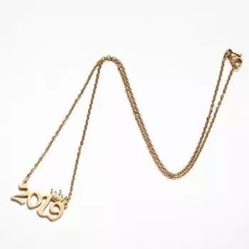 Crown Year Number Pendant Necklace Gold Color Chain Stainless Steel Necklaces For Women Birthday Gift Jewelry 2000 1993 Choker золотой
