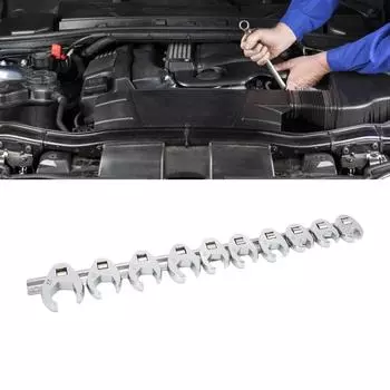 Crows Foot Wrench Set 10mm to 22mm Sizes Nut Wrench for 3/8in Drive Ratchet Car Maintainence Wrench Set