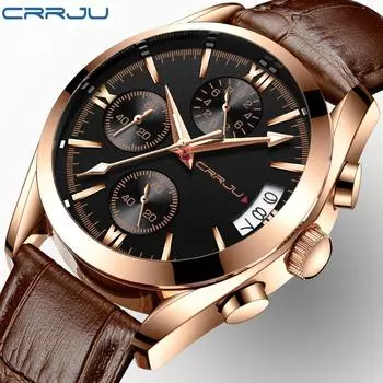 CRRJU-2217 Мужские многофункциональные часы Новые деловые повседневные часы с ремешком для мужчин