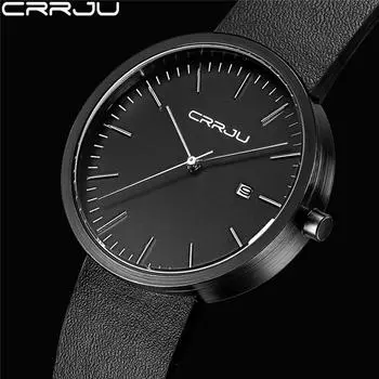 CRRJU Новые мужские часы Мужские часы Деловые повседневные часы с календарем Водонепроницаемые часы с ремнем белый