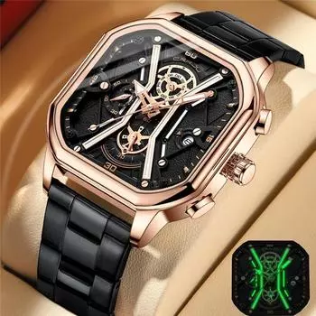 CRRJU Новые мужские часы с кожаным ремешком 2313 Часы со стальным ремешком Простые деловые мужские модные водонепроницаемые часы