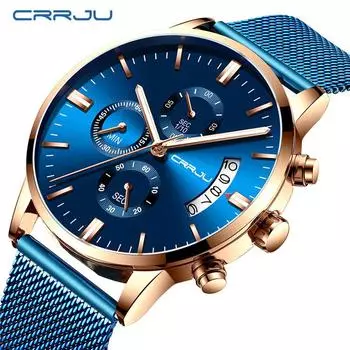 CRRJU Новые мужские повседневные индивидуальные часы с шестью контактами, модные популярные мужские часы, студенческие часы