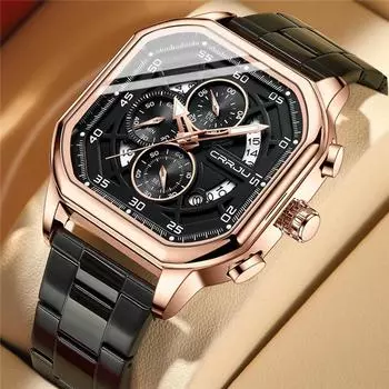 CRRJU s Новые 2314 Мужские часы со стальным ремешком Простые шестиконтактные деловые мужские модные водонепроницаемые часы