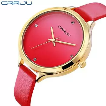 CRRJU Женские часы с бриллиантами Простые модные часы Женские часы с ремнем Бизнес