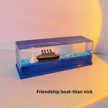 Cruise Ship Floating Bottle Desktop Ornament Titanic