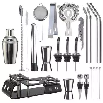 Cruiser Bartender 24-Piece Set, Shaker Glass, Mixing Glass, Cocktail Bar Tools, Wine Set, Bartender Set