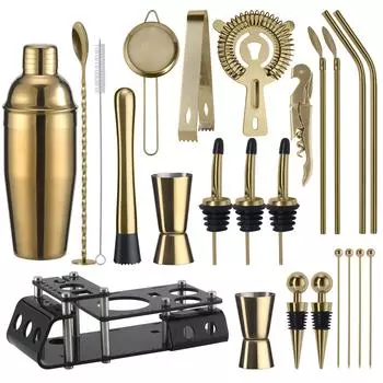 Cruiser Bartender 24-Piece Set, Shaker Glass, Mixing Glass, Cocktail Bar Tools, Wine Set, Bartender Set