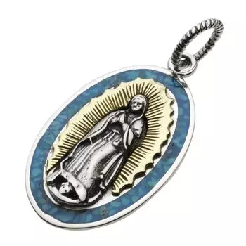 Crush Stone Maria Medal Pendant Turquoise fp0455 [Figmart] [Silver Accessory]