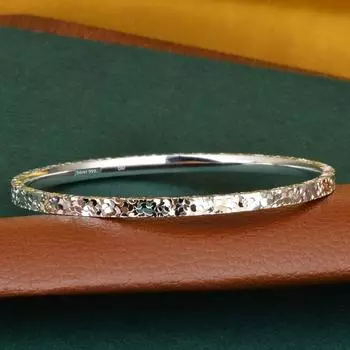 Crushed Ice 9999 Sterling Silver Bracelet Women s Jewelry Sweet Foot Silver Bracelet Glossy Solid Closed Mouth for Girlfriend Girlfriend Crushed ice Bracelet inner diameter 54mm