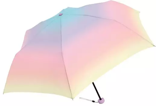 CRUX Folding Umbrella 55cm Polyester Folding Umbrella 230g Light Stylish Watercolor Multicolor Milky Tone Rainbow Drop Women s