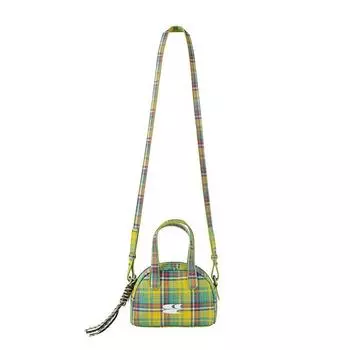 Cryingcenter Classic Retro Plaid Mini Boston Cute Shoulder Shoulder Bag Crying Center Daisy Yellow Lattice