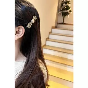 Crystal and Pearl Bow Hair Clip, Elegant Side Hairpin for Women and Girls XXL