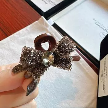 Crystal Bow Mini Claw Clip, Elegant Rhinestone Side Hair Clip for Women, Sparking Hair Clip, Perfect Gift For Special Days