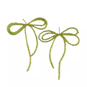 Crystal Bowknot Drop Earrings Elegant Women Fashion Ear Jewelry Unique Dangle Earrings Long Pendant Earrings for Daily зелёный