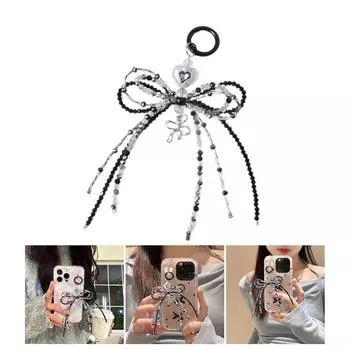 Crystal Bowknot Pendant Fashionable Bowknot Bag Pendant Stylish Keychain Modern Key Adornment Perfect Gift for Women синий