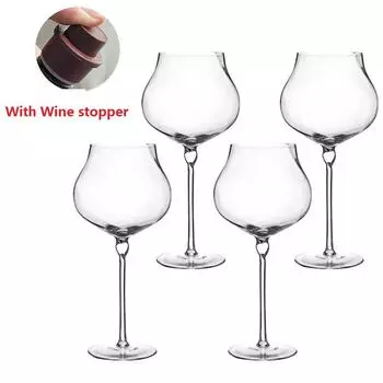Crystal Burgundy Wine Glass, Burgundy Goblet, RONA Style, Super Thin Goblet, Dark White, Sommrine, Exclusive, 4Pcs 700ml