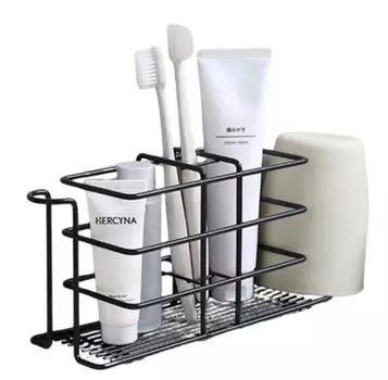 Crystal craft Toothbrush Stand Toothpaste Holder Floating Storage Bathroom Washroom Cup Stylish [Black]