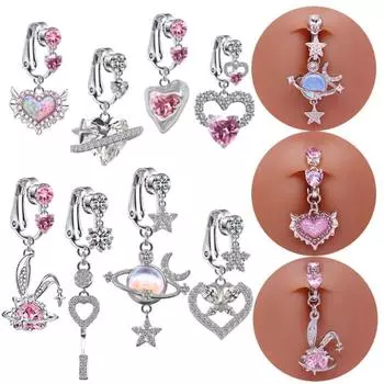 Crystal Cross Zircon Navel Ring Copper Crucifix Belly Button Ring Belly Piercing Jewelry Gift Style 1