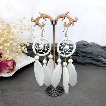 Crystal Dream Catcher Element Feather Earrings Women s Versatile Elegant Long Fringed Earrings Ear Jewelry