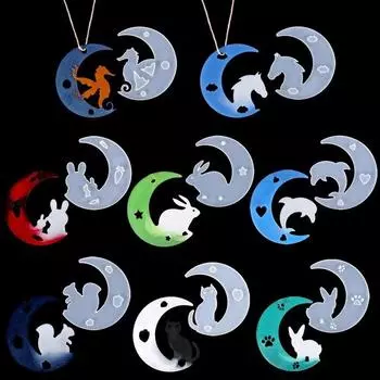 Кристалл Капля Гелевая Луна Форма DIY Кролик Дельфин Гиппокамп Олень Кошка Луна Подвеска Силиконовая Зеркальная Форма 513