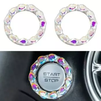 Crystal Engine Ignition Onekey Start Stop кнопочный переключатель защитный чехол Bling Girls автомобильные аксессуары Декор салона автомобиля 10X7X1.3cm белый