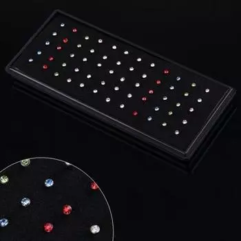 Crystal Fashion 60 Pcs Stainless Steel Rhinestone Body Piercing Jewelry Nose Ring Nose Studs Ring разноцветный