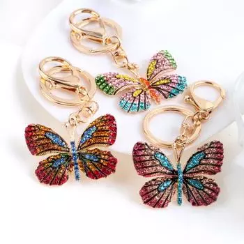 Crystal For Women Glittering Rhinestone Car Key Ring Bag Accessories KeyChain Bag Charm Pendant зелёный