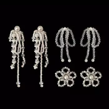 Crystal Fringed Bow Stud Earrings Female Niche Unique Personality Exaggerated Fashion Temperament Fashion Versatile Earrings Earrings