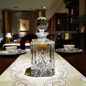 Crystal Glass Red Wine Decanter, Drawing Whisky Bottle, Liquor Dispenser, 800ml темно-синий