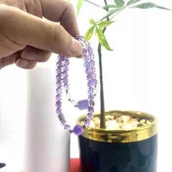 Crystal Love 6mm Amethyst Double-Loop Beaded Women s Bracelet