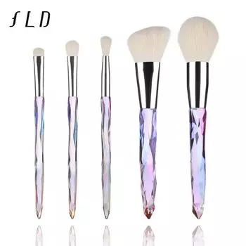 Crystal Makeup Brush Suit Transparent Diamond Handle Fan Brush Eye Shadow Brush Makeup Tools In Stock 5 white hairs with white handle