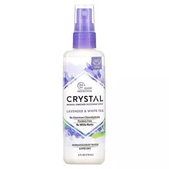 CRYSTAL, Минеральный дезодорант-спрей, Лаванда и Белый чай, 4 жидких унции (118 мл)