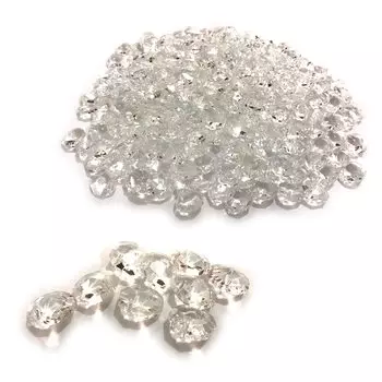 Crystal Octagonal Beads Clear 14mm Two Holes Accessories Noren Handicraft Glass Transparent Chandelier Deco Parts Clear 300 Pieces (Esnet)