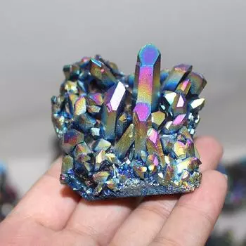 Crystal Quartz Natural Rainbow Titanium Cluster Mineral Specimen Healing Decor 30g