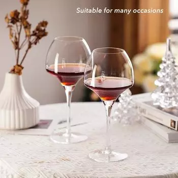 Crystal Red Wine Glasses - Premium Large Hand Blown Wine Goblet - Long Stem Wine Glasses - Gifts for Wine Lovers, Wine Tasting