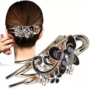 Crystal Rhinestone Hair Claw Butterfly Barrettes Hairpin Retro Crystal Flower Hair Clips Claw Women Headwear For Women Girls красный