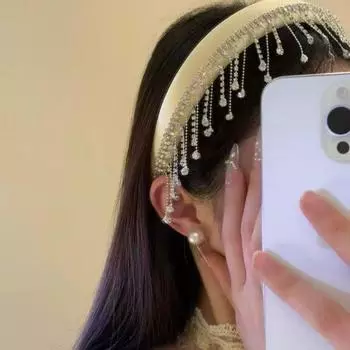 Crystal Rhinestone Headband New Chinese Style Ethnic Style Hair Hoop Tassel Hair Band Headwear фиолетовый