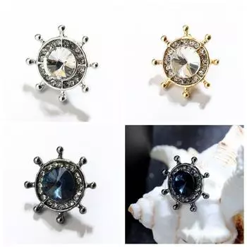 Crystal Rudder Collar Brooch Anti-glare Cute Birthday Gift синий