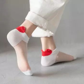 Crystal Silk Socks Girls Summer Lady Glass Silk Socks Women Socks Heel Love Cotton белый