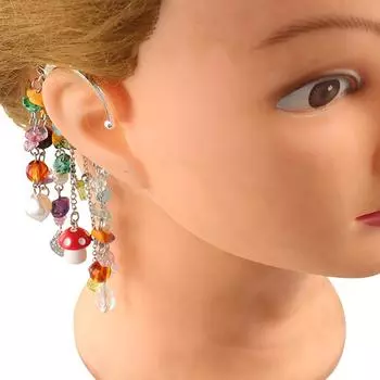 Crystal Single Side Beaded Earring Elegant Irregular Beaded Earring Bohemian Single Ear Hook Women 1 pc