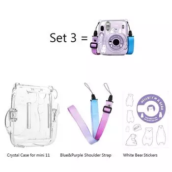 Crystal Sticker Shoulder Strap Camera Cover Photo Bag Storage Case Protective Shell Set 3