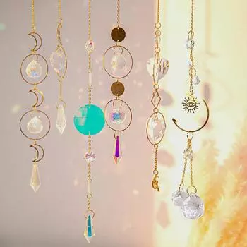 Crystal Sun Catchers Pendant Crystal Rainbow Prism Window Balcony Hanging Shiny Chakra Wind Chime Home Garden Decoration