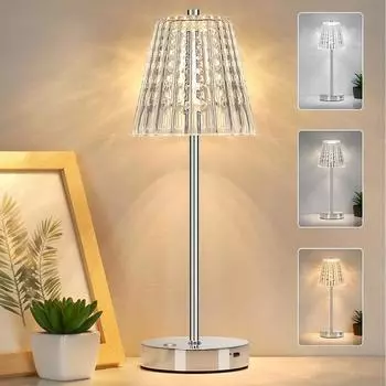 Хрустальная настольная лампа светодиодная прикроватная лампа с регулируемой яркостью перезаряжаемая романтическая беспроводная настольная лампа для спальни гостиной декор золотой