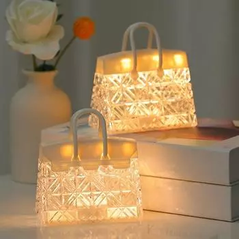 Crystal Tote Night Light,Bedroom Bedside Light,Holiday Decoration Mood Light,Party Decoration and Home Decoration (with Battery) белый