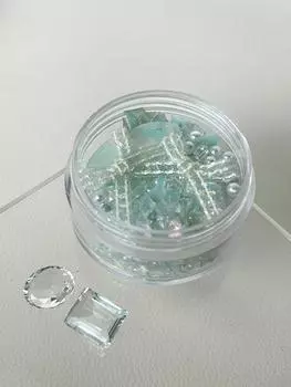 Crystal transparent crushed stone nail drill piercing and wearing DIY material package зелёный