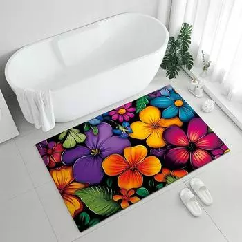 Crystal Velvet 3D European style Ancient Flower Printed Carpet - Living Room, Bedroom, Outdoor, Anti slip, Entrance Carpet - Roo 400MMx600MM