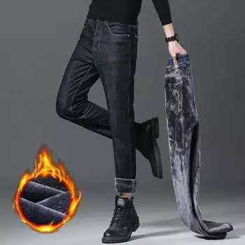 Crystal Velvet Regular Jeans Men s Spring Soft Men s Pants New Trendy Brand Versatile Small Straight Tube Men s Style 28 синий