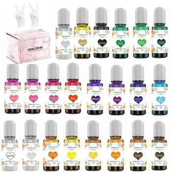 CSDmeewin Алкогольные чернила Смоляная красящая жидкость Смола Жидкость Большая емкость DIY Handicraft 24 шт. Краситель Подходит для чернил Смоляная/Спирт