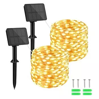 cshare Солнечный светодиодный светильник, перезаряжаемый на солнечной батарее, светодиодная подсветка, 100 светодиодов, 10 м, IP65, водонепроницаемый, 8 режимов освещения, светодиодная гирлянда для кемпинга